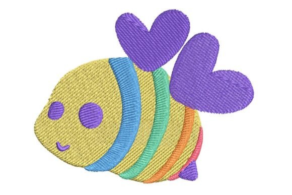 Cute Rainbow Bee with Heart Wings Embroidery Design Review