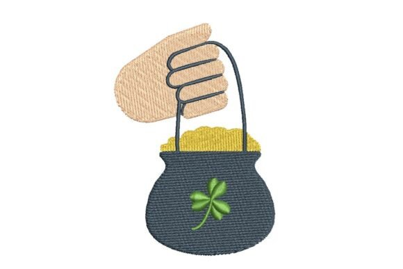Hand Holding Pot of Gold with Shamrock Review
